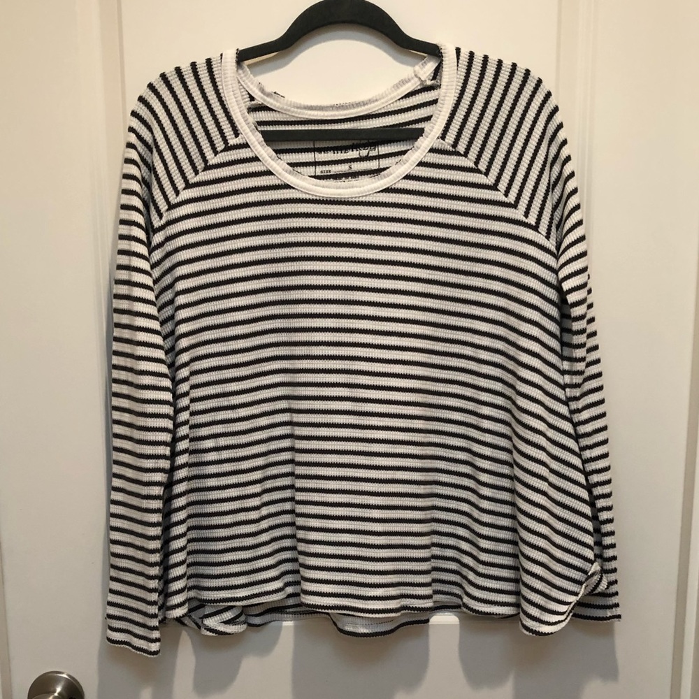 Free People Striped Waffle Top